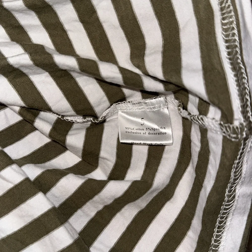 ADORABLE SWEETNESS Girls Size 5 Olive Green Stripe Tunic Shirt - Picture 6 of 7